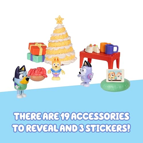 Image of Bluey Mini Figures Christmas Swim Advent Calendar, 24-Day Christmas Calendar Countdown with 3 Festive Stickers, Advent Calendars for Ages 3+
