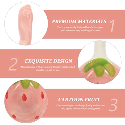 Housoutil 2 Pcs Ceramic Soup Spoons Cute Strawberry Tablespoons Chinese Japanese Korea Porcelain Spoon For Coffee Tea Yogurt Ice Cream Appetizers And Desserts #TOP2