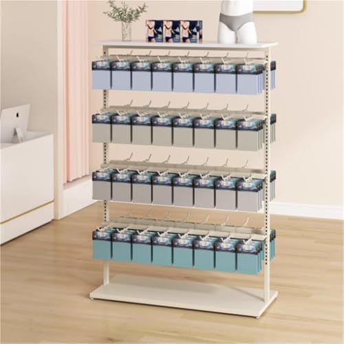 Linrie 4-Tier Garment Rack & Underwear Display Stand, Metal Retail Shelf for Bras, Shorts, Hats - Commercial Clothing Store Showroom Rack (80x40x135cm)