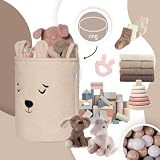 SIPO Organizer Do Przechowywania Zabawek XL Pojemny Kosz na Zabawki Motyw Zwierzęcy Beżowy Miś Dla Dzieci Do Pokoju Dziecięcego Premium Boucle Pluszowy Zamykany Ściągaczem 43L