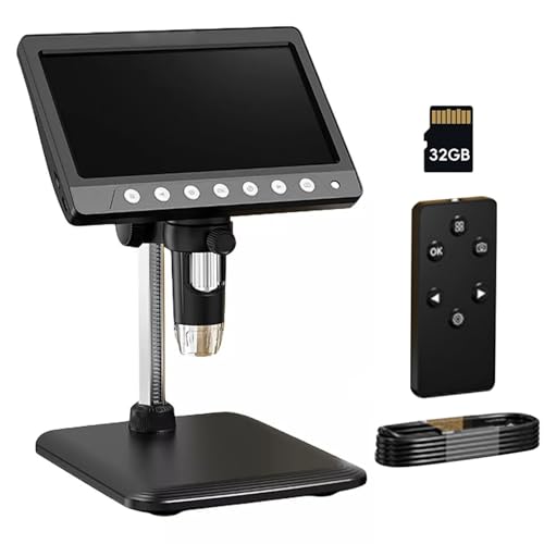 Microscope numérique USB 1200X avec écran IPS 7 pouces réglable 1080p pour adultes