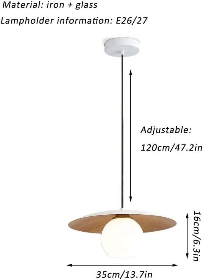 Lámpara de techo ajustable tipo globo para isla de cocina con acabado de madera 5