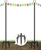 Queension 10FT Plug Floor String Light Poles for Outdoor String Lights for Garden, Backyard, Patio Lighting Stand for Parties, Bistro & Weddings, 2 Pack