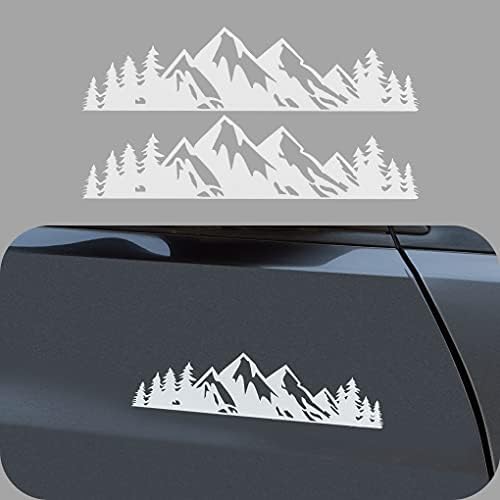 LDYFC Vinyl Mountain Decal, Tree Sticker for car/Truck Tail gate/ Laptop Decal /Trunk Badge Emblem Outdoor Bumper Stickers (8" White)--2 PCS