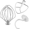 Kitchen Mixers Aid Attachments Including K45DH Coated C-Dough Hook&K45B Coated Flat Beater&K45WW Wire Whip 3 Set Compatible for 4.5 QT Tilt-Head Stand Mixer By MIFLUS