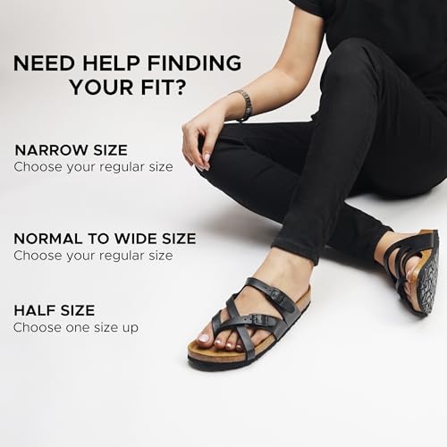 AEROTHOTIC Womens Strappy Slip-On Modern Memory Foam Cushion Footbed Outdoor Adjustable Buckle Cork Footbed Slides for Sandals with Comfortable Arch Support3