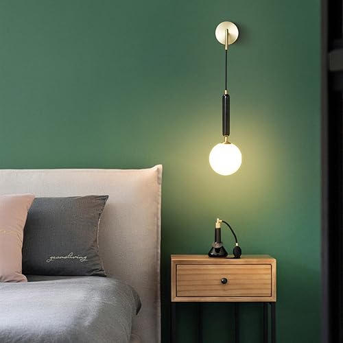 Lámpara de pared de mármol negro y barra de luz vintage moderna 4