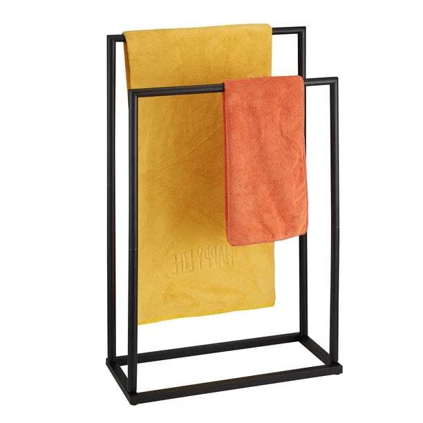 Eminence Lifestyle Free Standing Towel Rack, 2 Tiers Black Metal Towel
