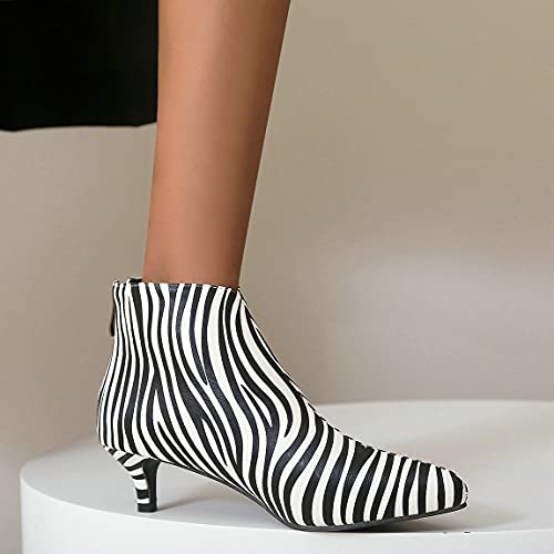 Trendenzy Womens Pointed Toe Kitten Heel Ankle Boots with Back Zipper2