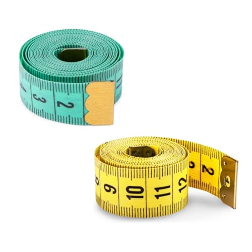 Kit com 2 Fitas Métricas Flexíveis de 150 cm – Fita de Alfaiate Enrolável para Costura, Artesanato e Medidas Corporais – Cores Sortidas - Premium