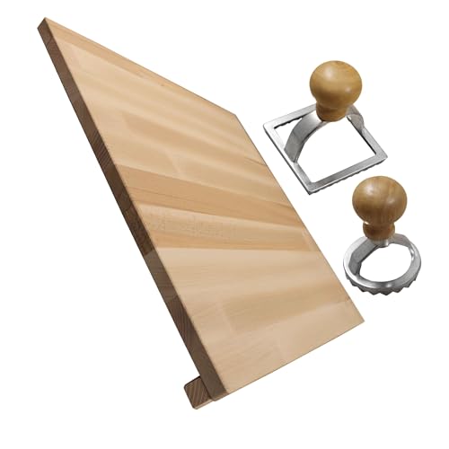 Fackelmann Set Tagliere Spianatoia E Stampini Per Ravioli 2 Pezzi, Per Impastare E Stendere Pasta, 2 Stampi Per Ravioli E Biscotti In Alluminio, Tagli
