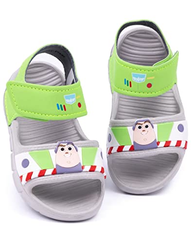 Disney Toy Story Buzz Lightyear Kids Sandals | Boys Superhero Sliders with Supportive Strap for Toddlers | Slip-on Footwear