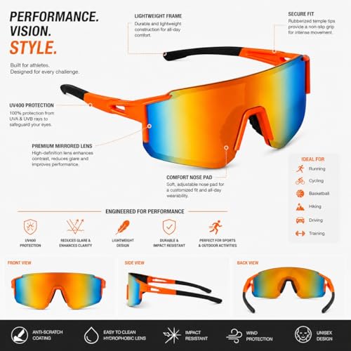 Image of Zynic Men's Stylish Sports Sunglasses For Unisex | UV400 Protection Classic Wrap Around Googles |Sports Shades for Driving,Cyclining Outdoor & Travel | Googles for man's