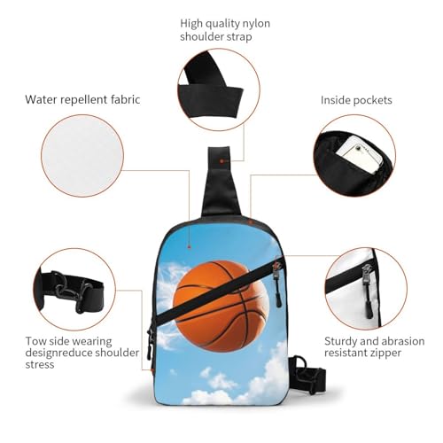 Basketball in the Air Print Men's and Women's Foldable Crossbody Bag,Sports Crossbody Bags,and Daily Chest Bags3