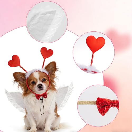 Disfraz San Valentín para perros con alas y diadema miniatura 2