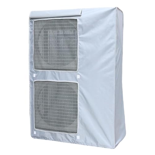 Funda para aire acondicionado exterior, impermeable, malla de poliéster a prueba de polvo, no requiere montaje, color gris, se adapta a 96 x 40 x 125 cm, protección resistente a la intemperie para