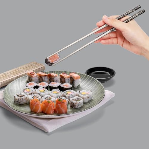 Palillos elegantes de acero inoxidable DINHEAROM juego resistente 8