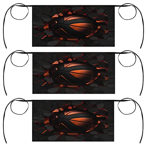 bisibuy Cool Basketball 3 Pack Server Aprons with 3 Pockets, Black Waitress Waiter Wasit Apron for Women Men Restaurant Bistro Cafe Bars Half Aprons Waitress Server Accessories