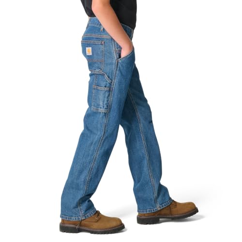 Carhartt Boys Loose Fit Boot-Cut Jeans – Medium Wash, Size 12 angle 4