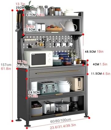Freestanding Multi-Layer Kitchen Cupboard - Microwave Storage Rack with Flip Door & Drawer Versatile Kitchen Cabinet & Baker's Rack for Dining Room & Living Room nization
