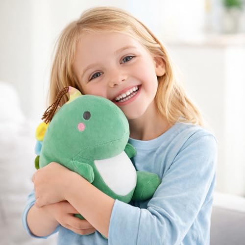 Image of Dinosaur Stuffed Animal, Dinosaur Plush Toys for Kids Girls Women Girlfriend, Cute Soft Fat Dino Stuffed Animal Juguetes De Peluche Adorable Companion Gift for Birthday Valentine Christmas Decor Green