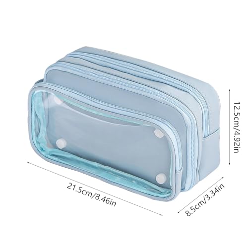 Image of U & U UNIQUE UTILITIES Pencil Pouch for Girls Aesthetic | Large Capacity Pencil Case with Detachable Front Pocket | Cute Pouches for School Girls | Pouch for Stationery (Blue)