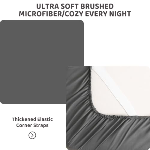 Image of Viviland 3 Pieces Boys Twin Sheets Set Kids, Dark Gray Bed Sheets | Breathable & Soft Microfiber Kids' Sheet & Pillowcase Sets, Fitted Sheet with 15 inch Deep Pocket and Corner Straps, Easy Care