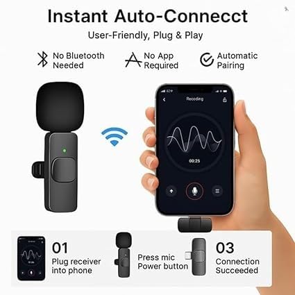 Image of K9 Furry Wireless Lavalier Microphone with Type-C & iOS Lightning Pin - Dual Noise Cancelling Clip On Mic for YouTube, Vlogging, Podcast, Interview, Reels & Live Streaming