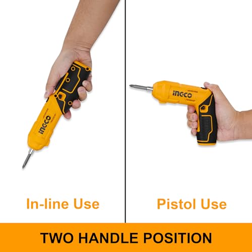 INGCO 4V Electric Cordless Screwdriver, Rechargeable Power Drill Driver Set, 4 N.m Max Torque, 240RPM, With Tool Box
