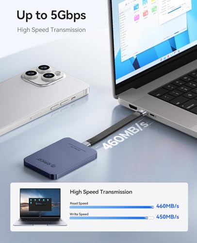 Image of ORICO 1TB Magnetic External SSD, Aluminum Alloy, Up to 460MB /s, External Solid State Drive, Expand Storage for iPhone 17 Pro Max, Compatible w /MagSafe, USB-C Smartphones - K5MINI Blue