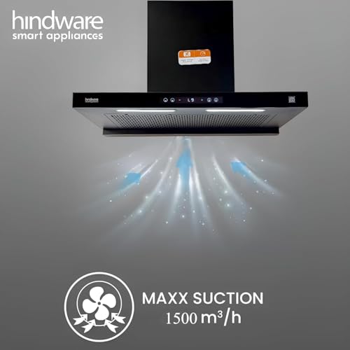 Hindware DARCIA BLDC 75CM | NEW LAUNCH | 1500 m³/hr | Filterless Auto-Clean Kitchen Chimney With 9- Speed Motion Sensor & Touch Control | 2026 Model (Black) (75CM) view 2