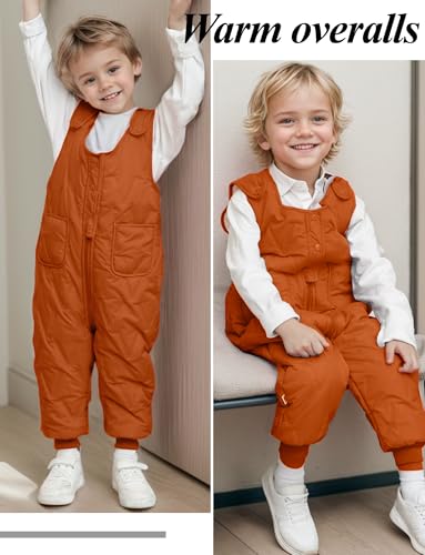 Kids Baby Winter Snow Bib Pants Windproof Puffer Snowsuit Fleece Lined Warm Overall Jumpsuit2