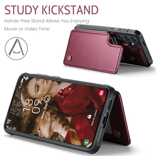 Kowauri for Samsung Galaxy S25 FE Case, PU Leather Wallet Case for Women Men with RFID Blocking Card Holder Slot Magnetic Closure Shockproof Protective Phone Cover for Samsung Galaxy S25 FE (Red) - image 6