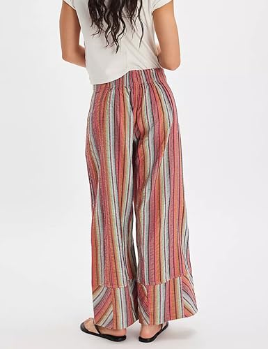 Bozanly Women's Striped Wide Leg Lounge Pants Boho Elastic Waist Loose Casual Trousers with Pockets 20254