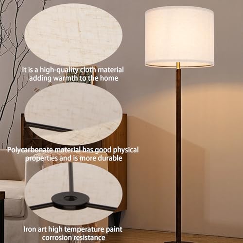 Duoerwo White Linen Decorative Large Lampshades Set Of 2 Fabric Shades,Drum 12 Inches For Table Lamp, Floor Lamp, Pendant Light,Floor Lamp,Farmhouse Lamp,Lamp Shade Harp Holder Included
