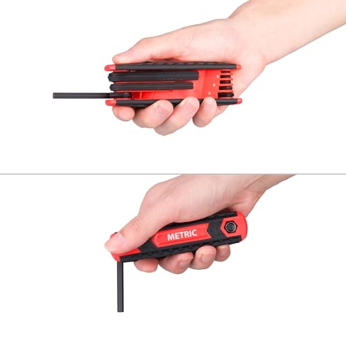 25-Piece Complete Folding Hex Key Wrench Set, Metric 1.5mm - 8mm, SAE 5/64” - 1/4”, Star T9 - T40 | Cr-V Steel, Precise and Chamfered Tips | 3 Pack All-Purpose Portable and Compact Allen Wrench Tools