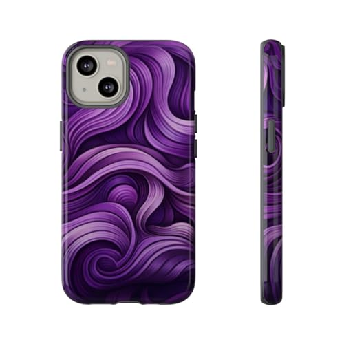 Coque iPhone 14 motif vague violette avec finition brillante haut de gamme