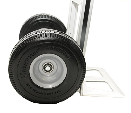 Mighty Lift AHT-01-AF 52" Aluminum Loop Handle Hand Truck with 10'' Flat-Free Wheels, 14" x 8" Alum Die Caster Foot Plate, 500 lb. Load Capacity - Thumbnail 4
