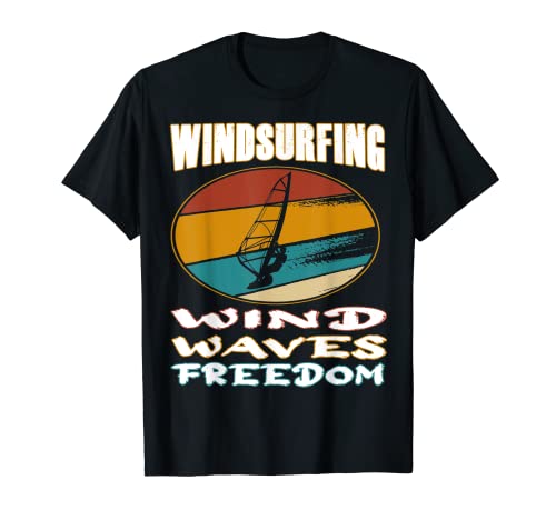 Equipo de Windsurf Wind Waves Freedom   Retro Windsurfing Camiseta