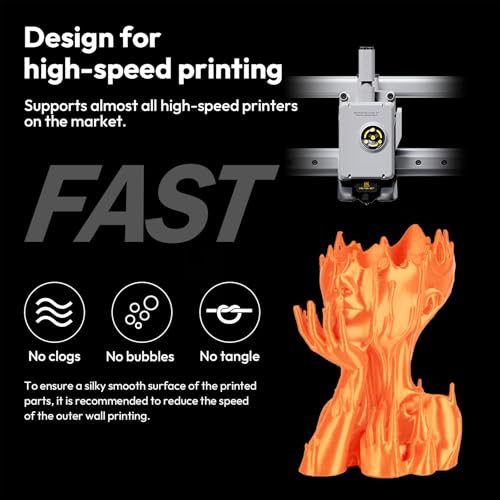 Image of AMOLEN Silk PLA Filament Orange, 1.75mm Pla Filament + /-0.02mm 3D Printer Filament for 3D Printing 1kg(2.2lbs) Spool Compatible with Most FDM Printer