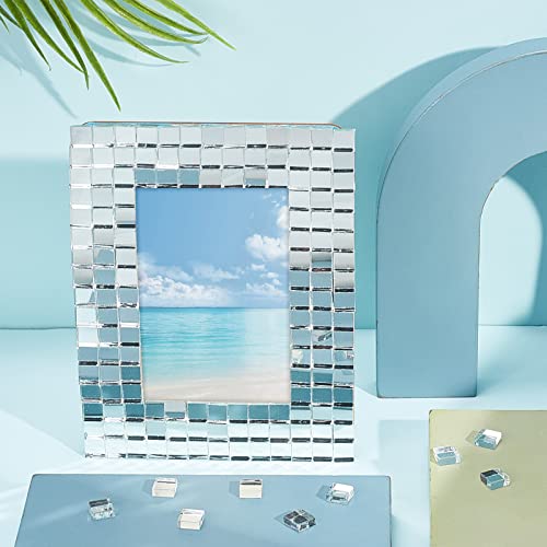 Ph Pandahall 320Pcs Mirror Mosaic Tiles For Crafts 10Mm Square Glass Mirror Tiles Mini Glass Decorative Mosaic Tiles For Home Decoration Art Crafts Jewelry Disco Ball Making, Clear, No Hole #TOP3
