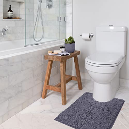 LuxUrux Dark Grey Bath Mat - U-Shaped Contoured Rug for Around Toilet, Super Absorbent Shaggy Bath Rug. Easy Machine Wash & Dry (20" x 23", Dark Gray) by LuxUrux - Used condition - US$20.98