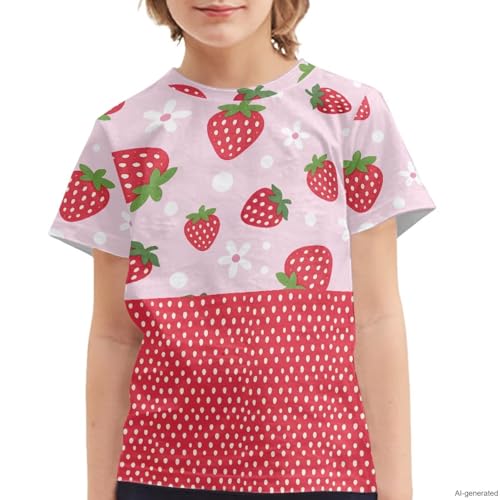 Image of WELLFLYHOM Kids Tshirts Girls Boys Short Sleeve Crewneck Tees Shirts Casual Sport Pullover Tops Size 3-16 Years
