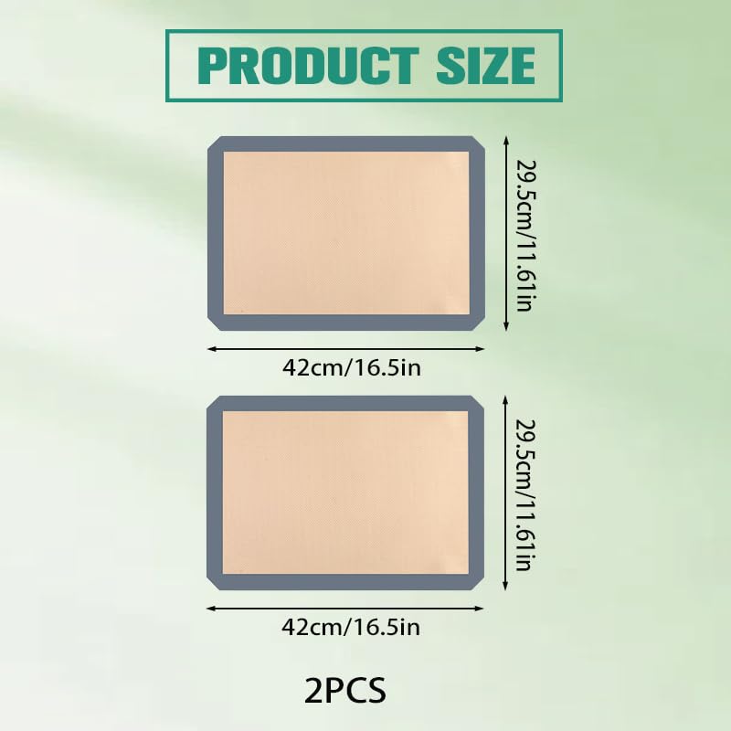 Lot de 2 Tapis de Cuisson Silicone 42x29.5cm Gris, Feuille de Cuisson Réutilisable Antiadhésive pour Four et Pâtisserie, Alternative au Papier Sulfurisé, Idéal pour Macarons, Biscuits et Pain - 3