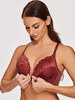 MELENECA Dames Flora Kanten Ongewatteerde met Beugel Front-Sluiting Racerback BH Zwart 95B
