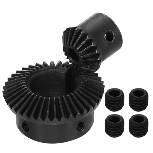 Image of uxcell 2Pcs Tapered Bevel Gears Set, 1 Mod 1:2 (20T /40T) Harden Steel Straight Bevel Gear, 90 Degree Steering Motor Gears, (6mm /19mm Shaft Hole with Keyway)