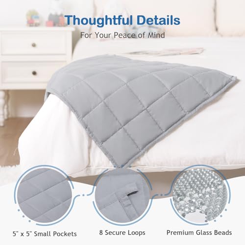 Kivik Weighted Lap Blanket 2 lbs, 20" x 30" Grey Small Weighted Blankets, All-Season Breathable Mini Weighted Lap Pad, Soft Heavy Throw Blanket for Travel, Calming & Sleep, Washable