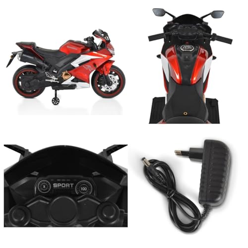 Moni Kinder Elektromotorrad Motocross MP3-Funktion Bluetooth Stützräder Lichter, für Kinder ab 3 bis ca. 8 Jahren, Maximalgewicht 30 kg – Bild 7