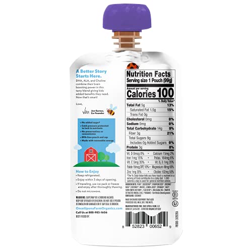 Once Upon A Farm Kids Snack, Peary Blueberry & Spinach, 3.5 Oz #TOP1