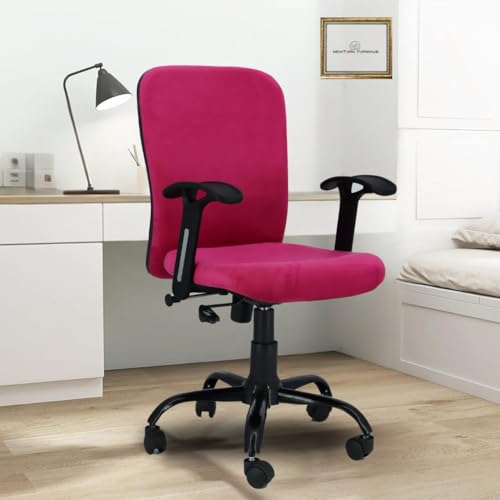 NEWTURN®Rainbow Premium Velvet Mid Back Cushion Fixed Fiber Handle revolving Office Ergonomic Chair with Height Adjustment,Work from Home Chair| 2 Years Warranty | Pushback Mechanism (Pink) (B0D87K2TMG) Amazon Price History, Amazon Price Tracker